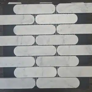 290×300mm Honed Carrara Marble Oblong Mosaic Tile