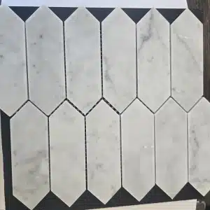 265x310mm Honed Carrara Marble Picket Mosaic Tile Carrara White Honed 265x310mm Marble tile full sheet layout